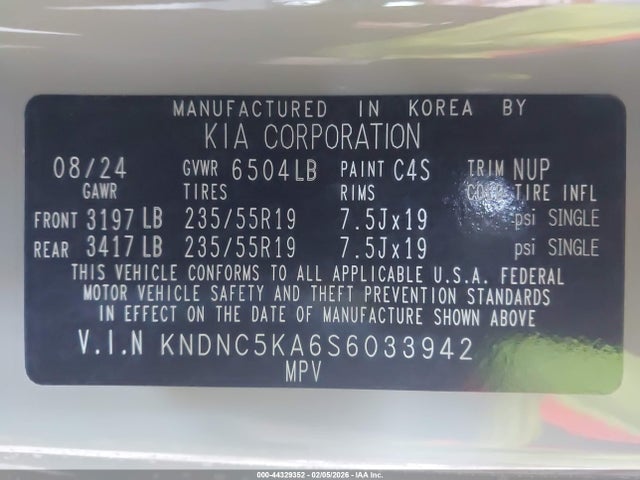 KNDNC5KA6S6033942 KIA Carnival Mpv Hybrid Ex
