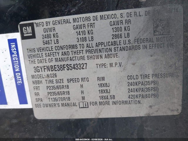 2015 CADILLAC SRX 3GYFNBE38FS543327 Photo 8