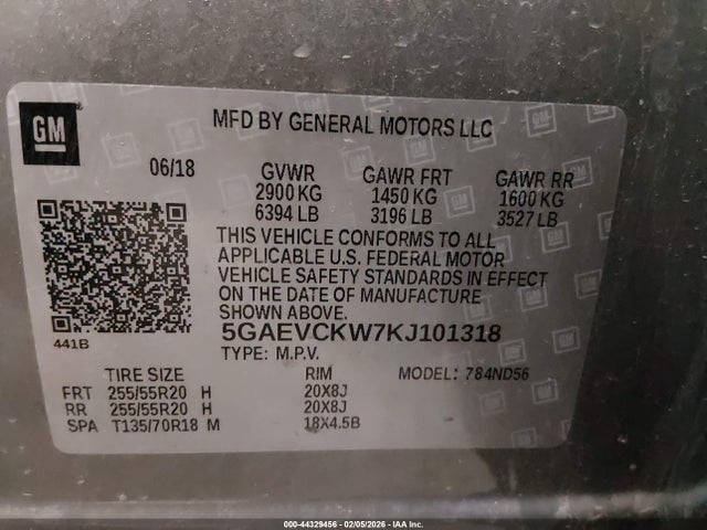 Продаж на аукціоні авто 2019 Buick Enclave Awd Avenir, vin: 5GAEVCKW7KJ101318, номер лоту: 44329456