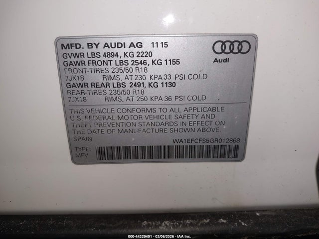 2016 AUDI Q3 WA1EFCFS5GR012868 Photo 8