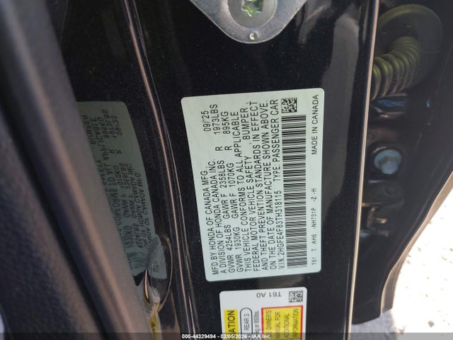 Aukcja sprzedaży 2026 Honda Civic Hybrid Sport/sport Touring, vin: 2HGFE4F83TH318115, numer aukcji: 44329494