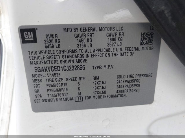 Aukcja sprzedaży 2012 Buick Enclave Leather, vin: 5GAKVCED1CJ232856, numer aukcji: 44329505