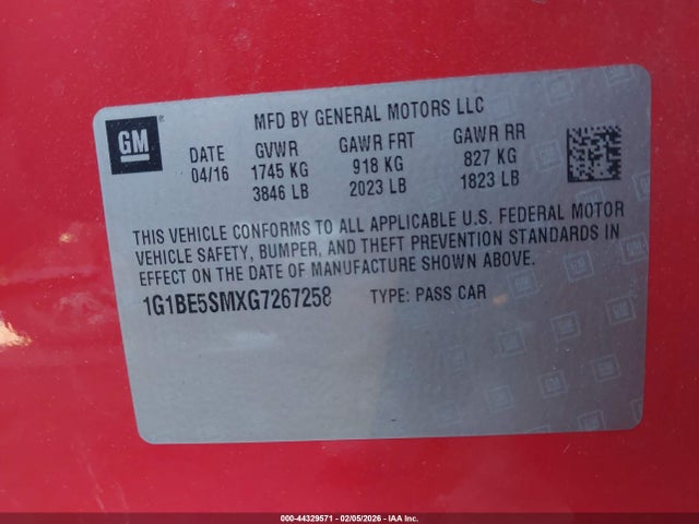 2016 CHEVROLET CRUZE 1G1BE5SMXG7267258 Photo 8