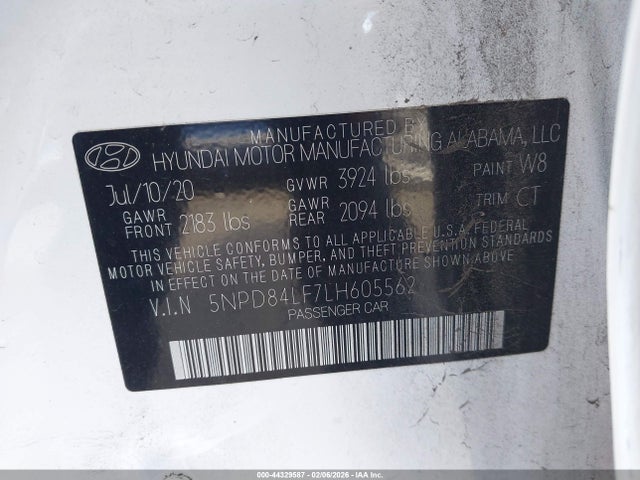 5NPD84LF7LH605562 Hyundai Elantra Value Edition