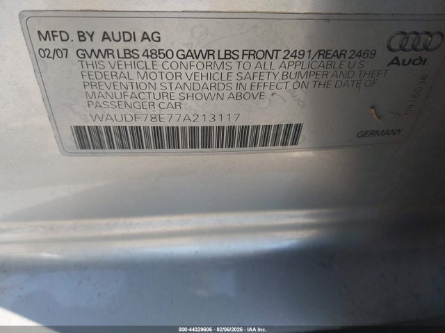 2007 AUDI A4 WAUDF78E77A213117 Photo 8