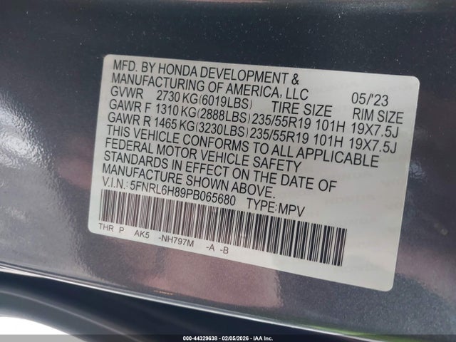 Honda Odyssey Touring 2023 5FNRL6H89PB065680 Image 9
