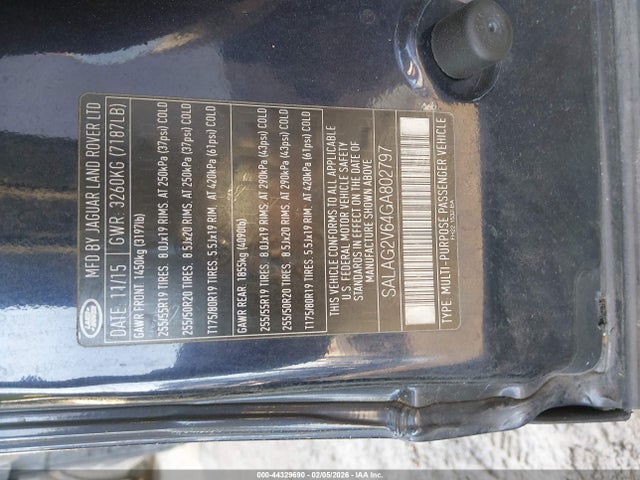 2016 LAND ROVER LR4 SALAG2V64GA802797 Photo 8