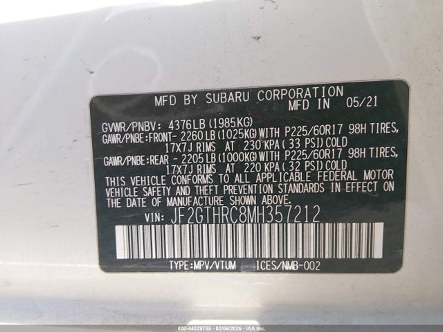 2021 SUBARU CROSSTREK JF2GTHRC8MH357212 Photo 8