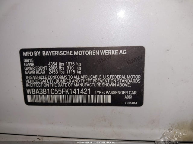 Aukcja sprzedaży 2015 Bmw 320i, vin: WBA3B1C55FK141421, numer aukcji: 44329839