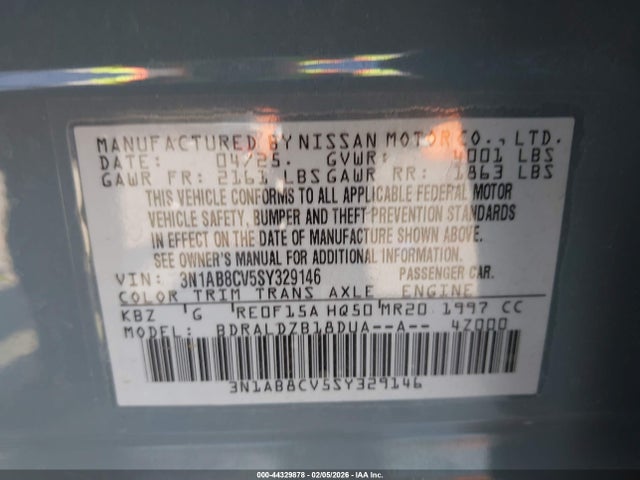 3N1AB8CV5SY329146 Nissan SENTRA SV