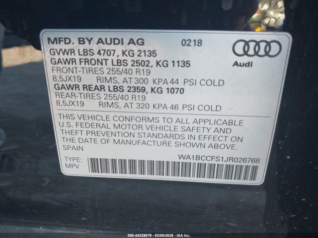 2018 AUDI Q3 WA1BCCFS1JR026768 Photo 8