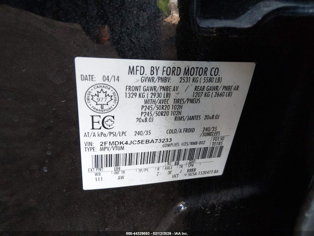 Ford EDGE SEL 2014 2FMDK4JC5EBA73233 Image 9