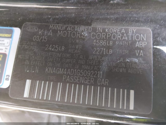 2016 KIA OPTIMA HYBRID KNAGM4AD1G5092211 Photo 8