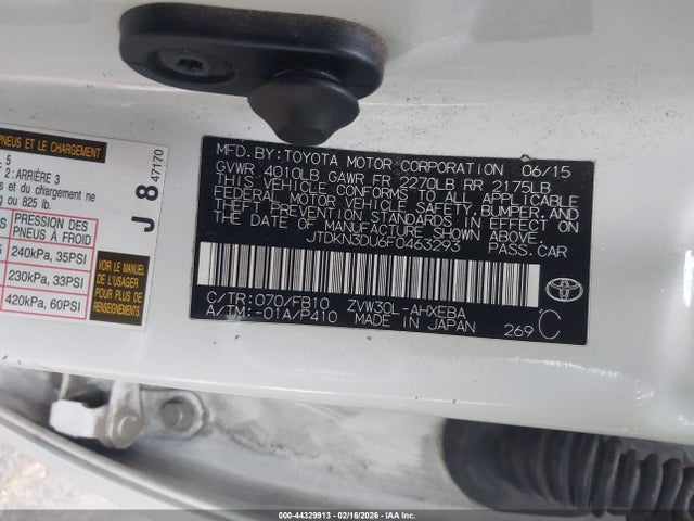 Toyota Prius Two 2015 JTDKN3DU6F0463293 Image 9