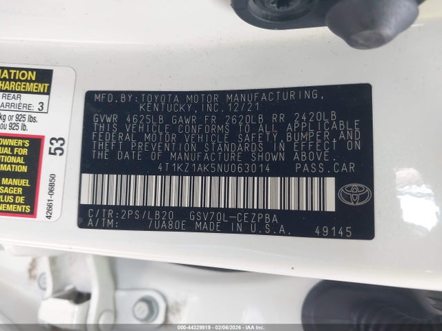 4T1KZ1AK5NU063014 Toyota Camry Xse V6