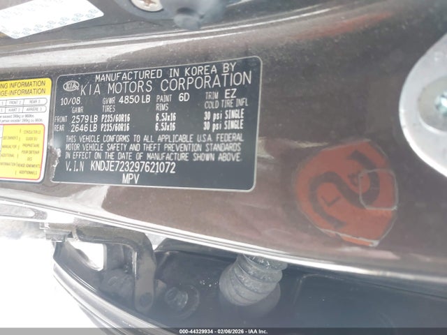 Продажа на аукционе авто 2009 Kia Sportage Ex V6, vin: KNDJE723297621072, номер лота: 44329934