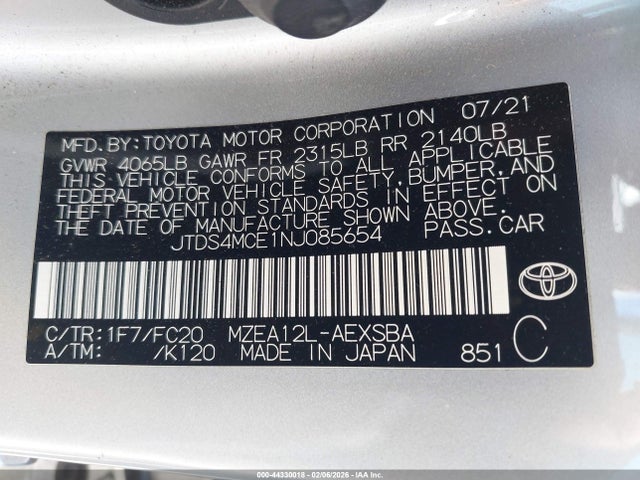 JTDS4MCE1NJ085654 Toyota COROLLA SE