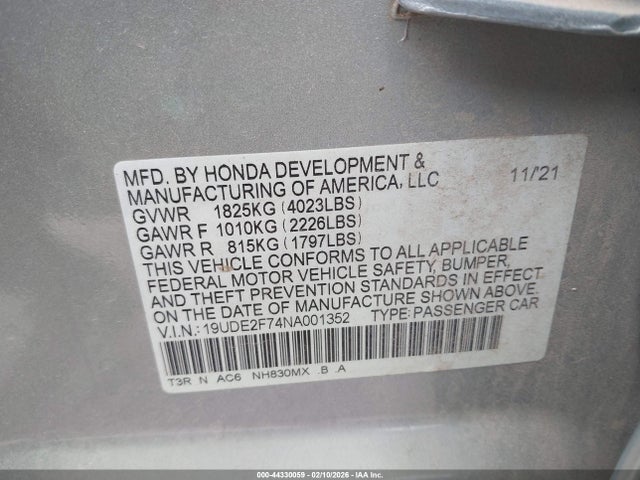 Продаж на аукціоні авто 2022 Acura Ilx Premium Package, vin: 19UDE2F74NA001352, номер лоту: 44330059