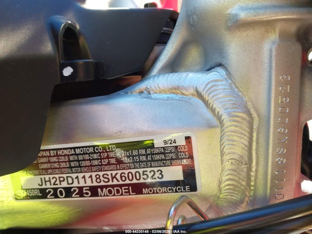 JH2PD1118SK600523 Honda Crf450 Rl