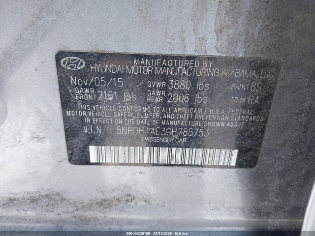 Hyundai ELANTRA SE 2016 5NPDH4AE3GH785753 Image 9