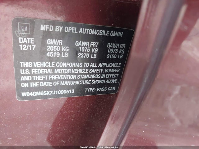 Aukcja sprzedaży 2018 Buick Regal Sportback Preferred Ii, vin: W04GM6SX7J1090513, numer aukcji: 44330168