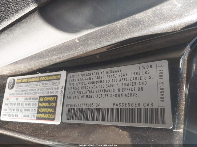 Aukcja sprzedaży 2007 Volkswagen Gti 2-door/fahrenheit, vin: WVWFV71K77W085124, numer aukcji: 44330207