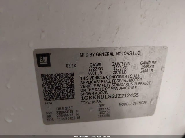 1GKKNULS3JZ212455 GMC Acadia Slt-1