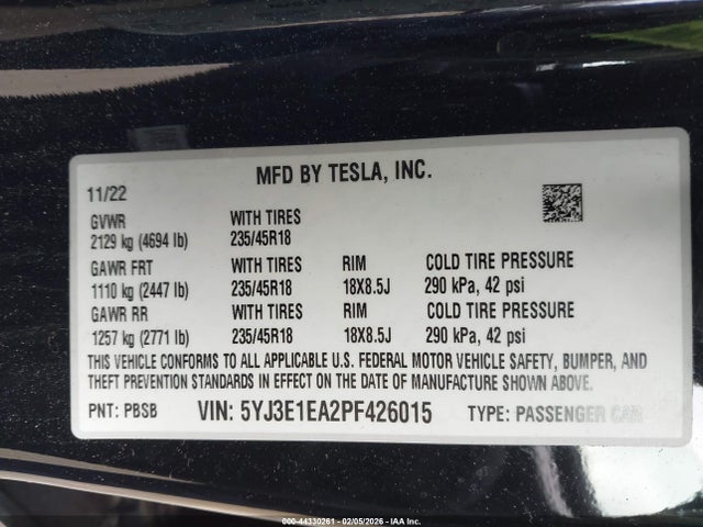 2023 TESLA MODEL 3 5YJ3E1EA2PF426015 Photo 8