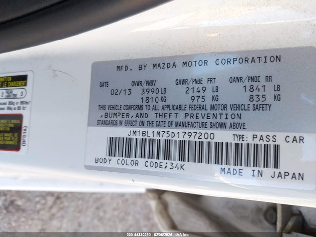 Aukcja sprzedaży 2013 Mazda Mazda3 I Grand Touring, vin: JM1BL1M75D1797200, numer aukcji: 44330290