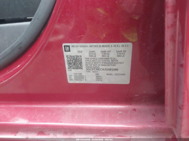 3GCPCREC6JG591560 Chevrolet Silverado 1500 1lt