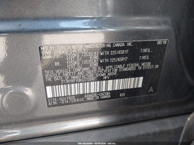 Toyota RAV4 LE 2019 2T3H1RFV0KC012687 Image 9
