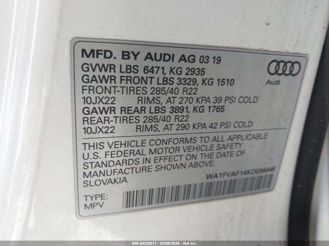 2019 AUDI Q8 WA1FVAF14KD034448 Photo 8