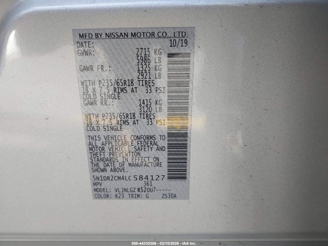 Nissan Pathfinder Sl 4wd 2020 5N1DR2CM4LC584127 Image 9