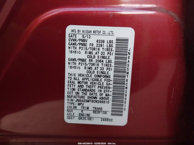 2012 NISSAN ROGUE JN8AS5MT6CW299810 Photo 8