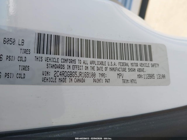 2018 DODGE GRAND CARAVAN 2C4RDGBG5JR169100 Photo 8