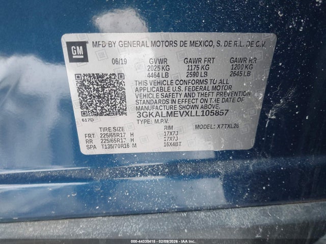 44330418 :رقم المزاد ، 3GKALMEVXLL105857 vin ، 2020 Gmc Terrain Fwd Sle مزاد بيع