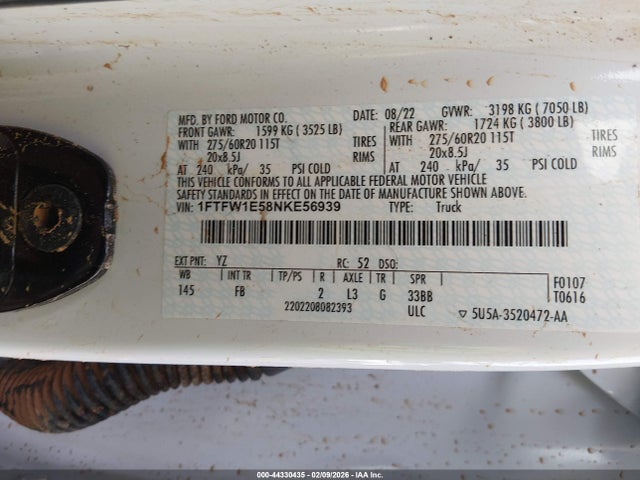 2022 FORD F-150 1FTFW1E58NKE56939 Photo 8