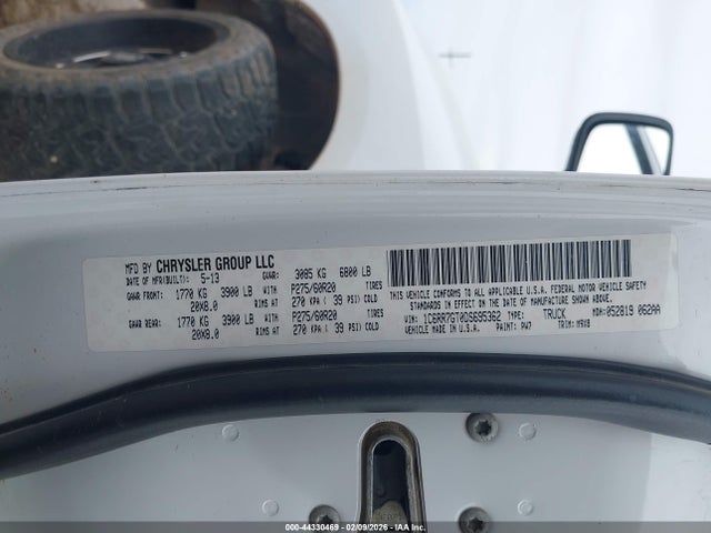2013 Ram 1500 Big Horn მანქანა იყიდება აუქციონზე, vin: 1C6RR7GT0DS695362, აუქციონის ნომერი: 44330469