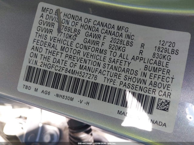 Honda Civic Sport 2021 2HGFC2F84MH527276 Image 9