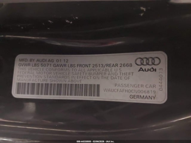 2012 AUDI A5 WAUCFAFH0CN006819 Photo 8