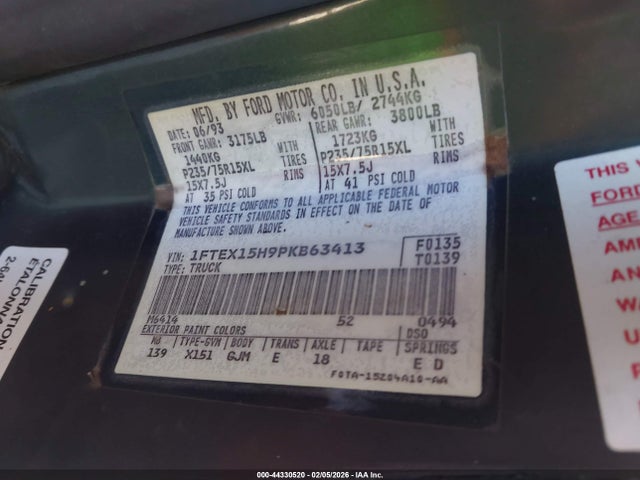 1993 FORD F150 1FTEX15H9PKB63413 Photo 8