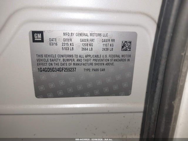 Buick Lacrosse Premium I 2016 1G4GD5G34GF259237 Image 9