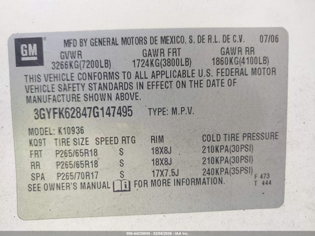 2007 CADILLAC ESCALADE EXT 3GYFK62847G147495 Photo 8