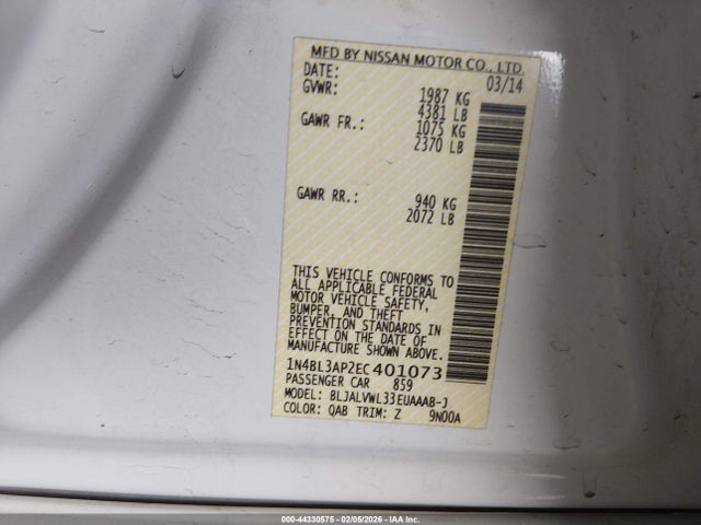 Nissan Altima 3.5 Sl 2014 1N4BL3AP2EC401073 Image 9