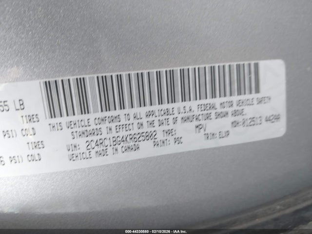 Aukcja sprzedaży 2019 Chrysler Pacifica Touring L, vin: 2C4RC1BG4KR625802, numer aukcji: 44330580