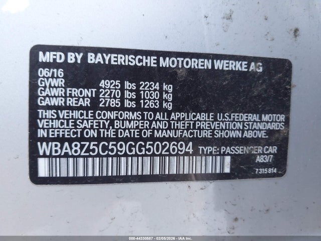 WBA8Z5C59GG502694 BMW 328i Gran Turismo Xdrive