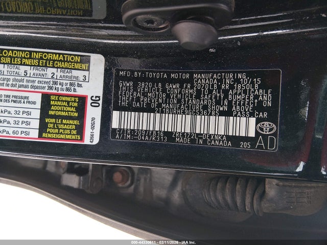 2T1BURHE9GC536785 Toyota COROLLA LE