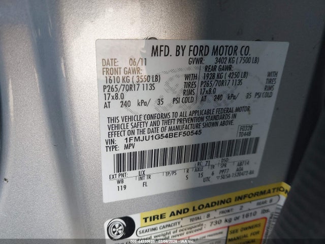 2011 FORD EXPEDITION 1FMJU1G54BEF50545 Photo 8