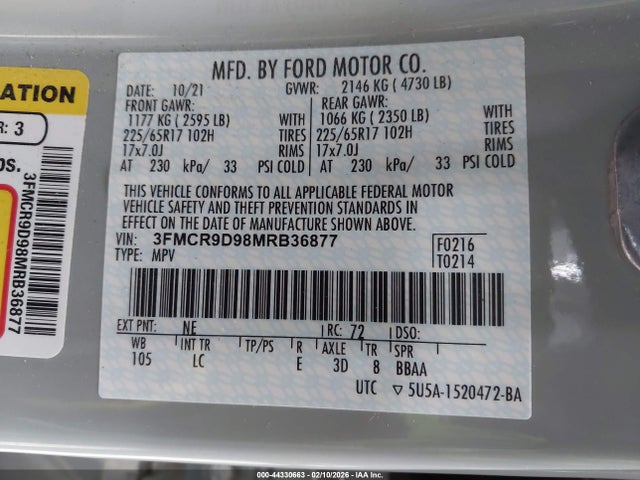 Ford Bronco Sport Badlands 2021 3FMCR9D98MRB36877 Image 9