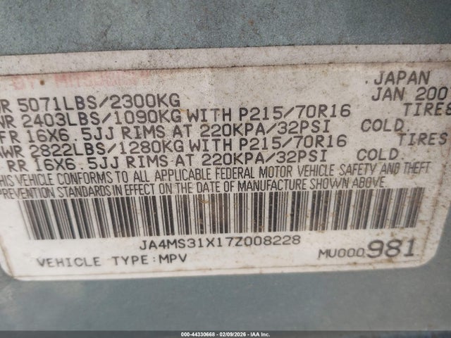 2007 MITSUBISHI OUTLANDER JA4MS31X17Z008228 Photo 8